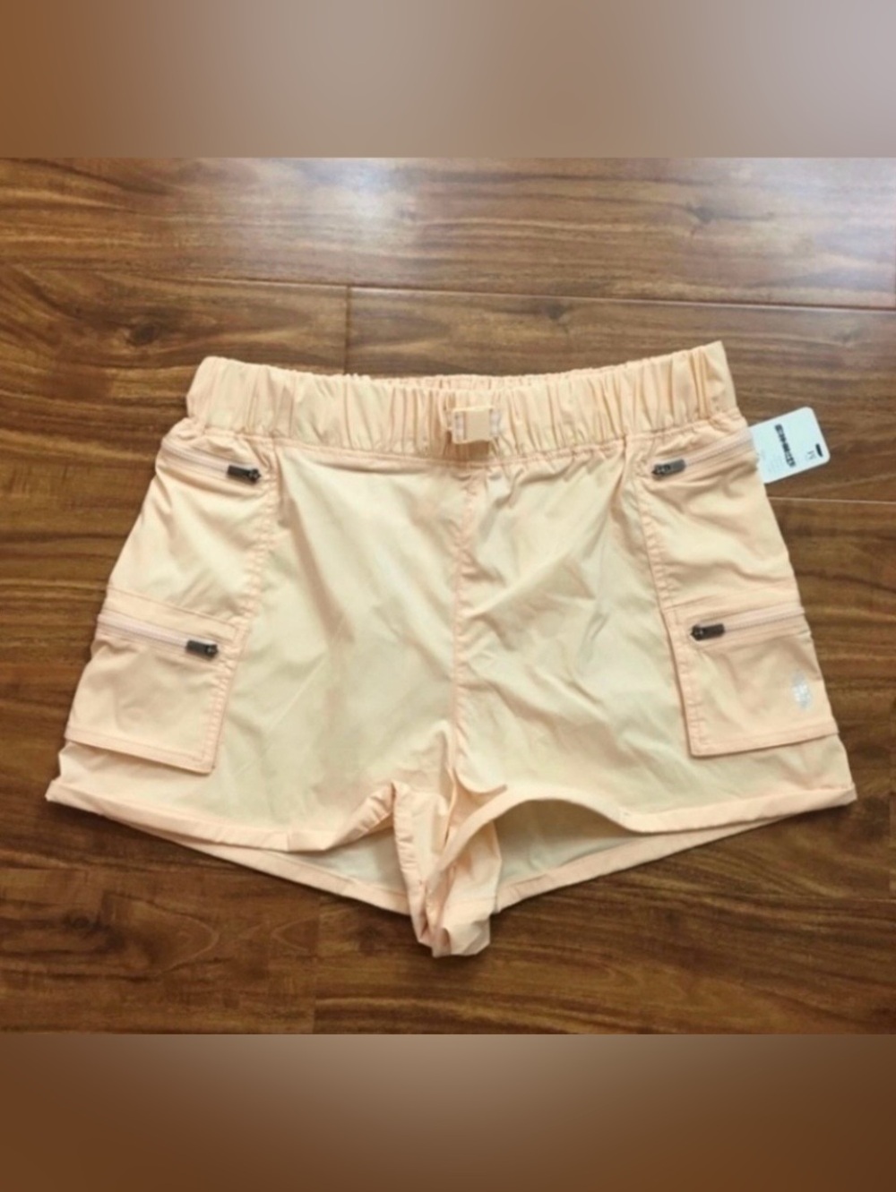 NWT New Free People Womens Peach High Waist Elastic Cargo Active Shorts Size M
